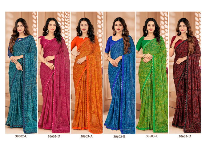 Vanilla Vol 4 By Ruchi Swarovski Border Designer Chiffon Sarees Wholesale Online
